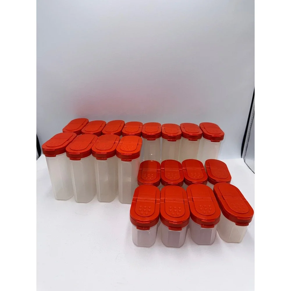 Tupperware Spice Shaker Set of 20 Red Modular Mates Kitchen Storage Vintage